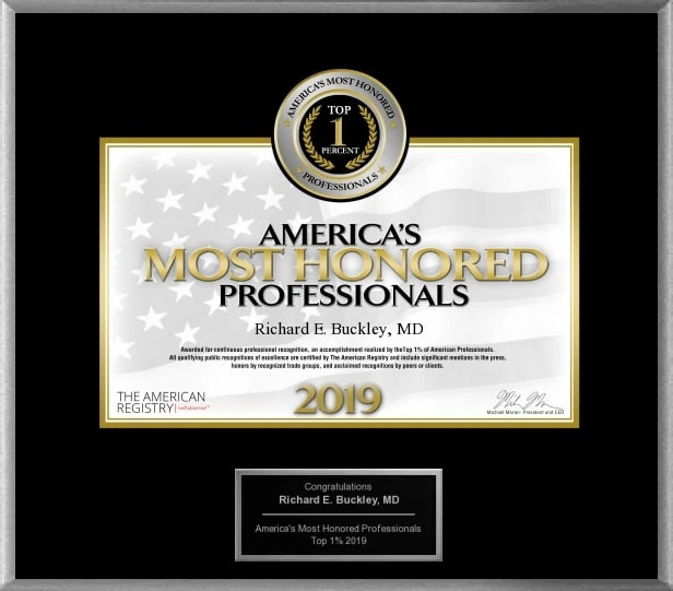 Dr Richard E Buckley, MD Top 1% America's Most Honored Professionals 2019
