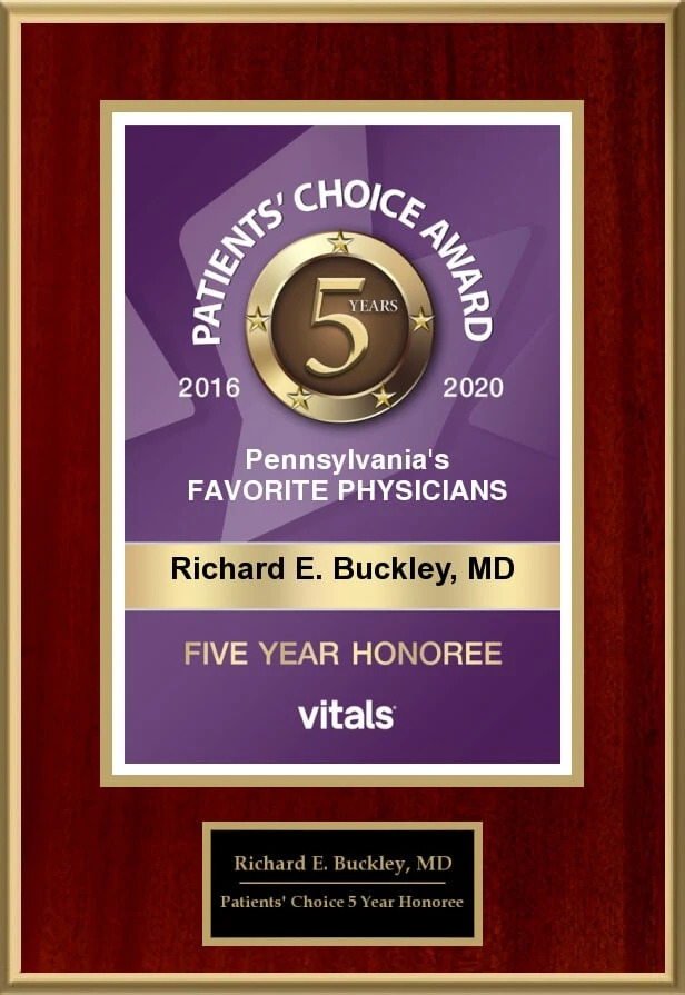 Dr Richard E Buckley, MD Patients Choice Award Five Years 2016-2020
