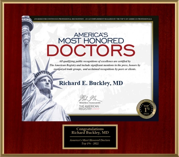Dr Richard E Buckley, MD America's Most Honored Doctors Award 2022